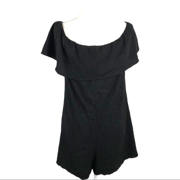 NWT Zara Bardot Off The Shoulder Short Frilled Minimalist Romper in Black XS - Picture 9 of 14